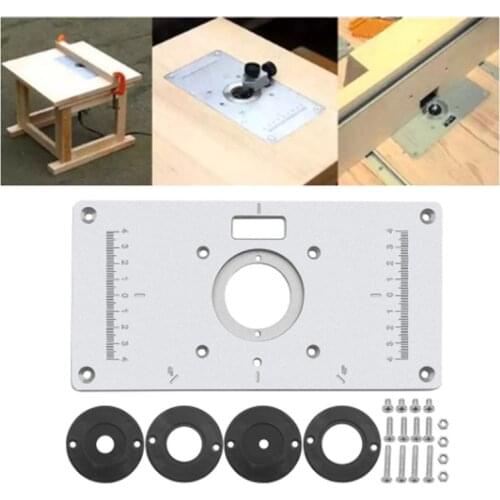 Multifunctional Router Table Insert Plate Woodworking Benches Router Trimmer Models Engraving Machine With 4 Black Insert Rings