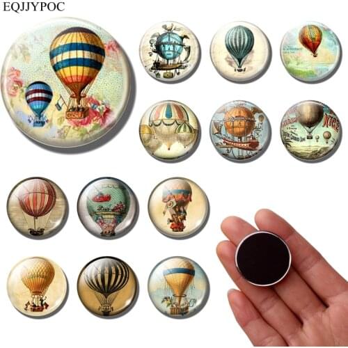 Cartoon hot air balloon fridge magnet Retro 30MM refrigerator magnets Stickers Vintage travel souvenir message board Home decor