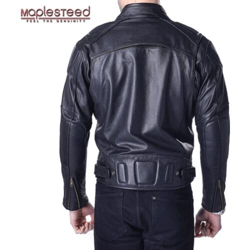 MAPLESTEED Motorcycle Jacket Men 100% Genuine Cowhide Skin Leather Black Thick Bomber Moto Biker Motor Clothing Winter Coat 153