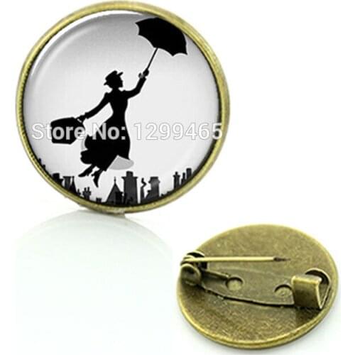 Mary Poppins film star jewelry art picture landscape photo glass cabochon wearable art gift for men and women C 463