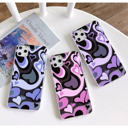 Colorful Purple Heart Swirl Pattern Silicone Soft Phone Case For iphone 12 11 Pro Mini XS Max 8 7 6 6S Plus X 5S SE 2020 XR