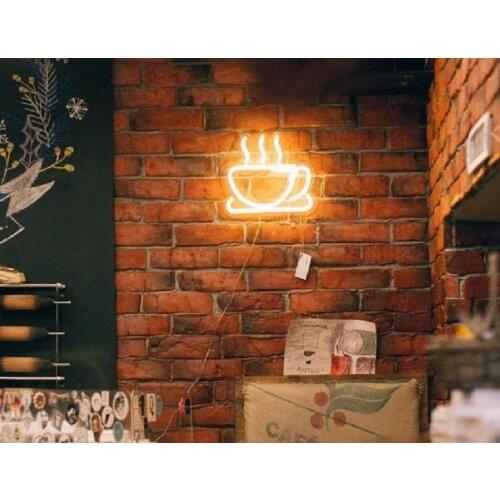 Custom Neon LED Coffee Cup Sign Light Flex Transparent Wall Window Hanging Acrylic Decor Indoor Outdoor for Home Room Sale Shop