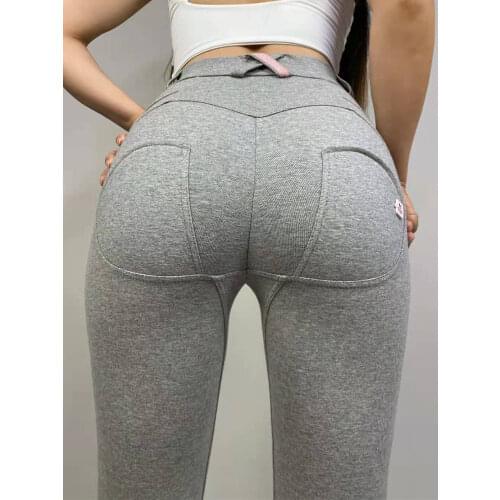 Melody High Waist Sexy Butt Lifting Leggings Women Grey Zipper Fly Push Up Legging Slim-Fit Skinny Leggings For Women XXXL