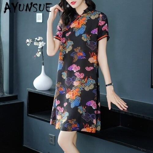 Real Silk Dress Summer Dress Women Korean Vintage Midi Beach Dress Elegant Party Dresses Woman Vestidos Ropa Mujer 19331 YY2756