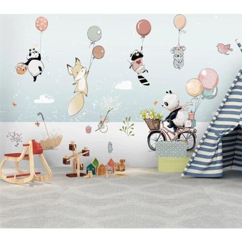 Xuesu Custom wallpaper 8D waterproof wall cloth cute cartoon animal balloon children room mural