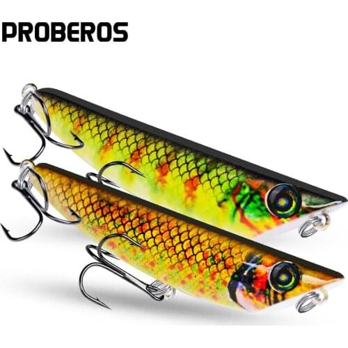 PROBEROS Popper Fishing Lure 3.27"-83mm Bait Fishing Tackle 6 Colors Fishing Baits 9g-0.32oz With 6# BKB Hook