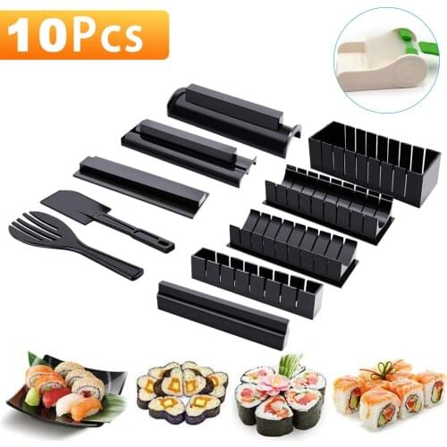 DIY 10pcs Sushi Maker Rice Mold High Quality Japanese Rice Ball Cake Roll Mold Multifunctional Mould Making Sushi Tools OK 1208