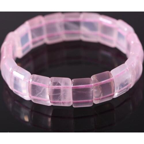 CharM Cord Stretch Bracelet Natural Stone Pink Crystal Bead Bangle for Women Girls Jewelry Gift 8"1Pcs H012