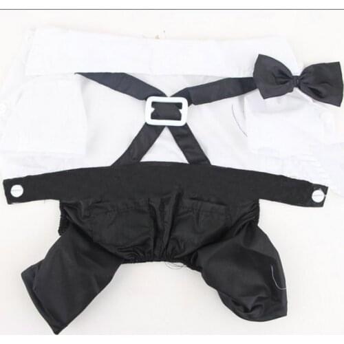 Modern and Stylish Single-tone Factory Price! Pet Dog Cat Clothing Prince Tuxedo Bow Tie Suit Puppy Costume Jumpsuit Coat S-XL