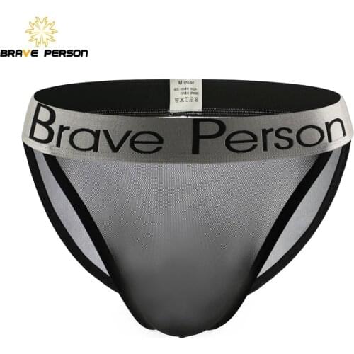 BRAVE PERSON Mens Sexy Underwear Briefs Transparent Mesh Gauze Breathable Lingerie Soft Comfortable Underpants Gay Panties B1186