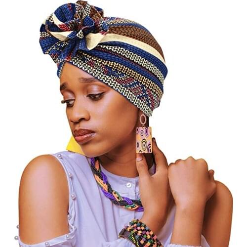 Flower Turban Hats for Women Soft Pre-Tied Knot Headwraps African Pattern Turban Wraps Beanie Hats