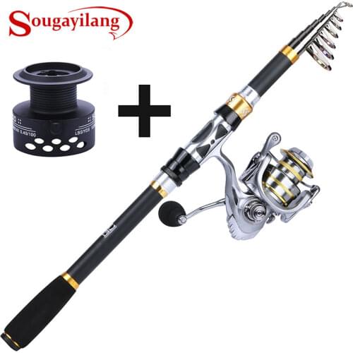 Sougayilang 1.8-3.3m Telescopic Fishing Combo UltraLight Carbon Spining Rod and 13+BB Spinning Rod Saltwater Freshwater Tackle