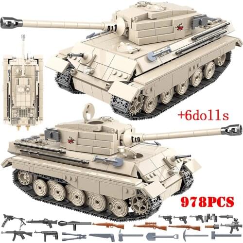 Military WW2 German King Tiger Tank Building Blocks Army Soldier Weapon Figures Technical Bricks Toys For Children Kids Gifts
