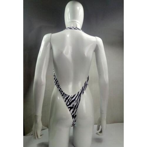 W9284 Womens Ladies Thong Bodysuit High Cut Bare Back Rainbow Camo Leopard Swim Fabric