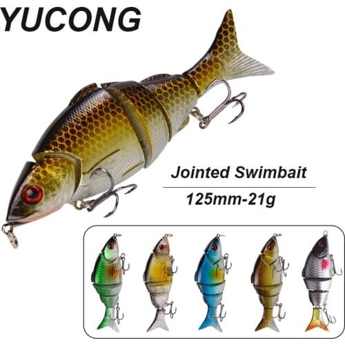 YUCONG 1PCS Minnow Fishing Lure 125mm-21g Jointed Swimbait 5-Segments Hard Bait Multi Sections Crankbait Wobblers Pike Bass Isca