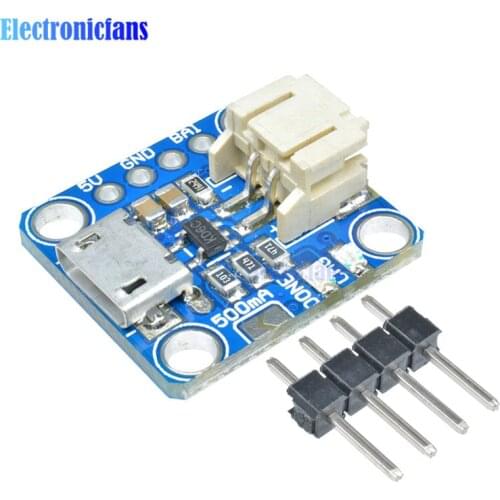 3.7V 4.2V 5V 100mA Micro-Lipo Charger USB Battery Charging Board Module Micro-B USB Connector Lithium Micro USB for LiPoLiIon V1