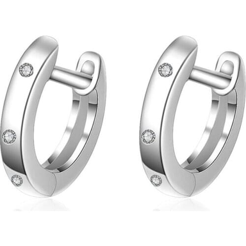 KOFSAC Trendy Silver 925 Earrings For Women Jewelry Exquisite Zircon Simple Round Ear Loop Earring Lady Anniversary Accessories