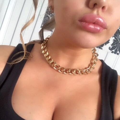 Punk Cuban Link Chain Choker Necklace Gold Silver Color Chunky Thick Chain Necklace Women Jewelry Exaggerated Hip Hop Collar