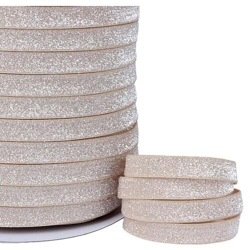 100y/lot) Cheap price tan colored metallic frosted glitter elastic ribbons