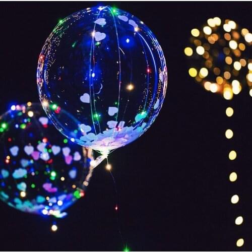 18/20 Inch Led Bobo Balloon Luminous Transparent Helium Bobo Ballons Wedding Birthday Party Decorations Kid LED Light Balloons