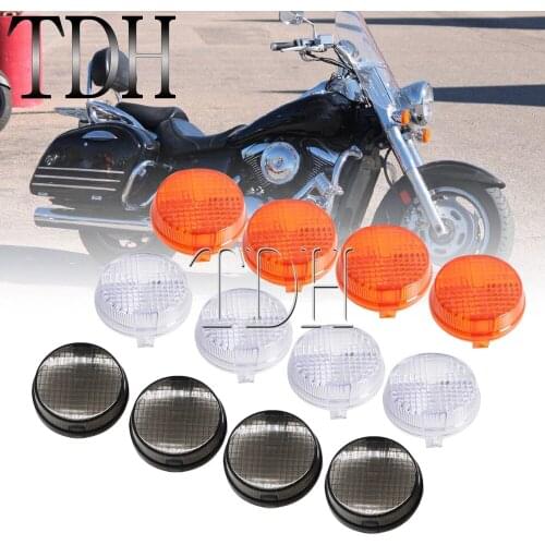 2 Pairs Turn Signal Light Lens Motorcycle Front/Rear Indicator Lens Cover For Honda Custom Kawasaki Vulcan 1600 Classic Nomad