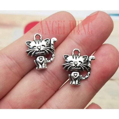 20pcs/lot--19x17mm, Antique silver plated cat charms,DIY supplies,Jewelry accessories