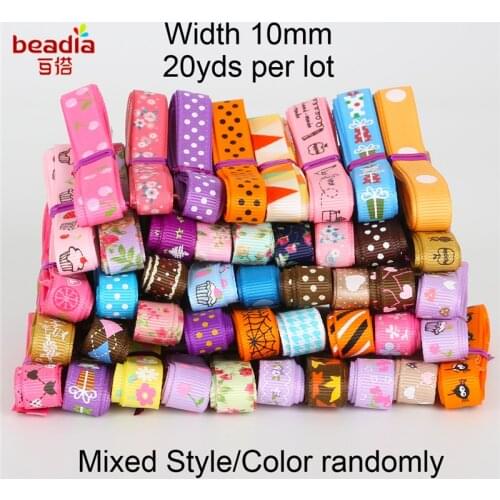 20yards/Bag(20x1yards/Paragraph) Width 10mm Printing Thread With Random Mixed Colors For Wedding Party Christmas Decoration DIY