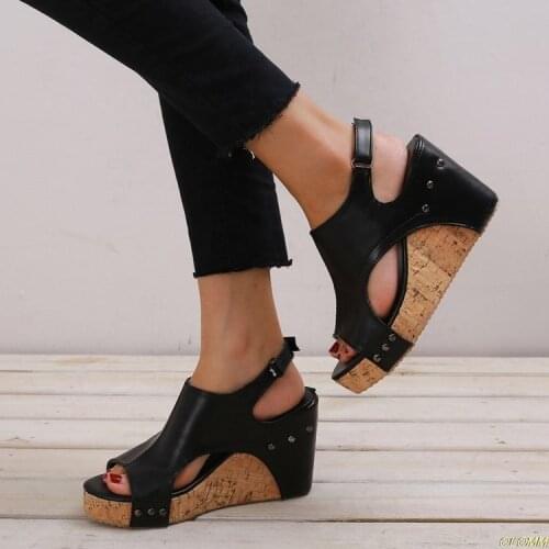 2020 New Fashion Shoes Sandals Casual Women Fish mouth Platform High Heels Sandals Slope Sandals Slippers Slip-on Shoes