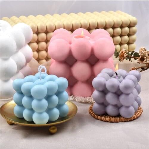 3D Cube Silicone Candle Mold Aromatherapy Soy Wax Candle Making Mold Plaster Crafts Resin Mold Handmade Candle Holder Soap Form