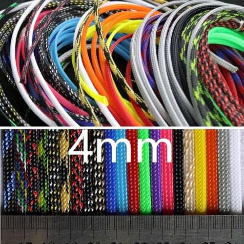 4mm Wide Insulated Braided Sleeve PET Expandable High Density Cable Protection Wire Wrap Gland Sheating DIY Line Cover Colorful