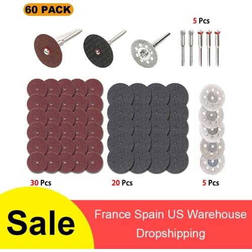 60pc Diamond Cutting Discs Sanding grinding Wheel Circular Saw Blade Woodworking Metal Dremel Mini Drill Rotary Tool Accessories