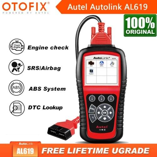 Autel Autolink AL619 Automotive Scan Tool OBD2 Scanner Car Diagnostic Tools Code Reader ABS SRS/Airbag Systems Multi-Language