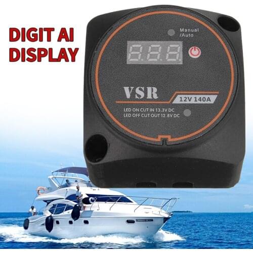 1x Digital Display Voltage Sensitive Split Charge Relay VSR 12V 140A for Camper Car RV Yacht Steamer Smart Dual Battery Isolator