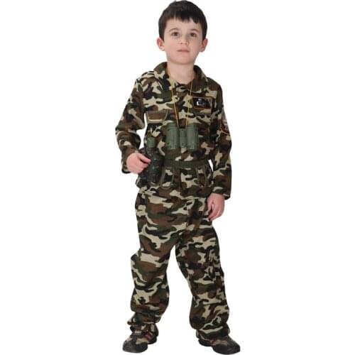 Kids Child Special Forces Soldier Costume Boys Army Camouflage Uniform Halloween Purim Party Carnival Role Play Cosplay