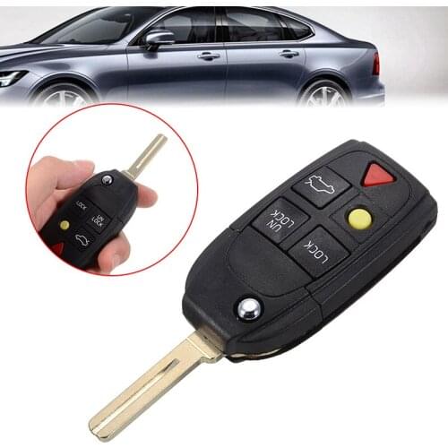 For Volvo XC90 V70 XC70 S60 S80 1pc 5 Buttons Replacement Remote Flip Professional Service Car Key Fob Case Battery Kit Mayitr