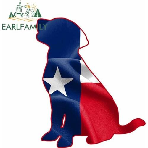 EARLFAMILY 13cm x 11cm For Texas Flag Labrador Dog Funny Car Stickers Motorcycle Decal Vinyl Material Waterproof Creative Decor
