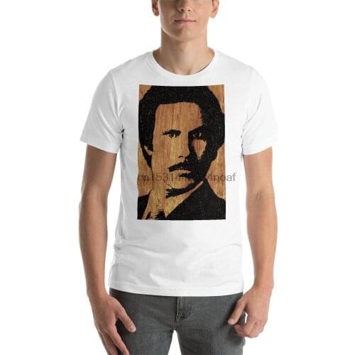 Will Ferrell Anchorman Ron Burgundy On Simulated Simulated Wood Short Sleeve Unisex T Shirt Poster