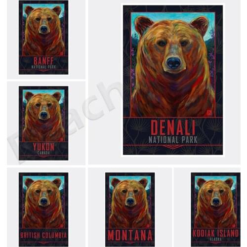 Yukon Canada Up Close Grizzly Giclee Art Print Poster from Painting