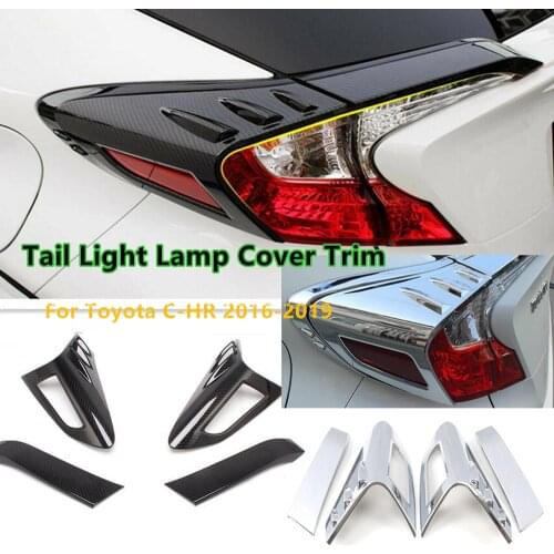 Carbon Fibe/Chromer Rear Tail Light Lamp Cover Trim For Toyota C-HR CHR 2016-2019