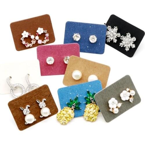 New Arrived 100Pcs/lot Blank Kraft Paper Ear Studs Cards 2.5x3.5cm Colorful Jewelry Display Earring Hang Tags Favor Label Cards