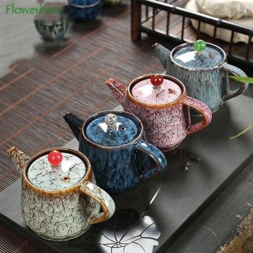 Ceramic Porcelain Tea Pot Teaware Kiln Change Household Kung Fu Tea Set Retro Teapot Tea Pot Set
