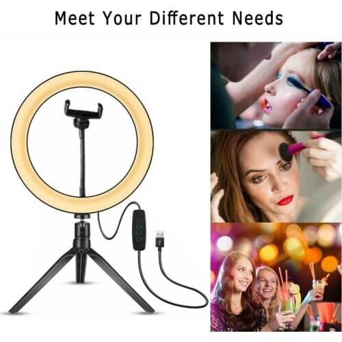 10 Inch 26cm Ring Light LED Knob Type Dimming Beauty Fill Light Mobile Phone Live Light For All Mobile Phones Cameras