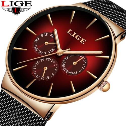 2020 New Men Watch LIGE Fashion Simple Quartz Mens Watches Top Brand Luxury Stainless Steel Waterproof Clock Male Sport Relogio