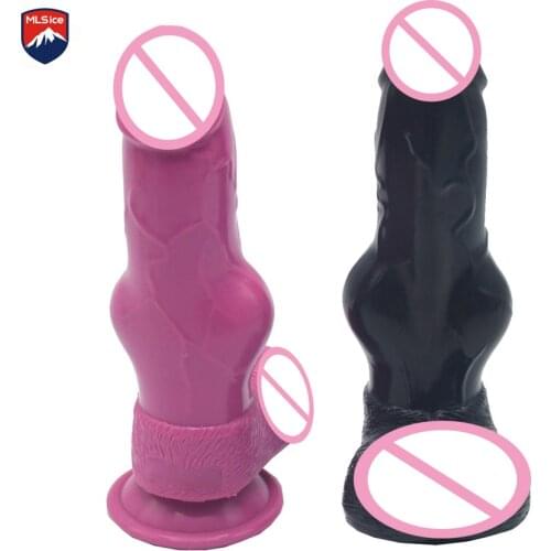 MLSice Realistic Animal Cock Dog Dildo Anal Sex Toys,Fetish Porn Adult Toy Canine Penis with Strong Suction Cup for Women Couple