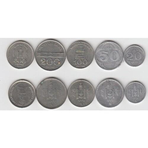Mongolia 1994-2001 Edition 5 Coins Set 100% Authentic Original Coin Collectibles UNC