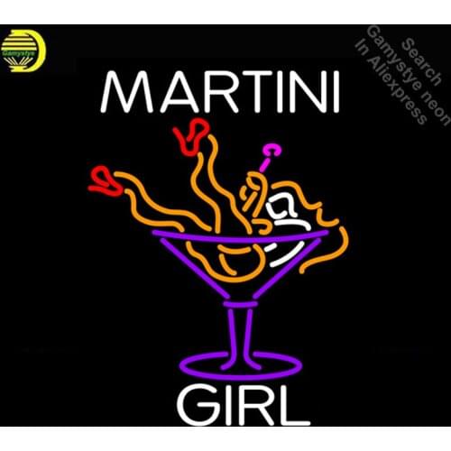 Neon Sign for White Martini Girl Logo Neon Bulb sign handcraft Real Glass tubes Decorate windows neon sign maker Dropshipping
