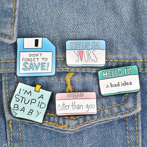 New I am a silly child than your lovely brooch I am your brooch Badge Childrens cartoon alphabet text badges Denim clothes pend