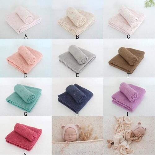 Newborn Popcorn Blanket Bean bag Posing Fabric Knit Newborn Wrap Set Soft Baby Backdrop Background Dots Fabric Photo Props