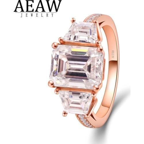 4.0carat 8X10mm Emerald Cut DEF Color VVS1 Moissanite Halo Engagement Ring 18k Rose Gold Real Certification