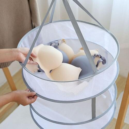 Single/Double Layer Drying Rack Folding Hanging Clothes Laundry Basket Underwear Dryer Sweater Cloth Net Dry Rack Mesh Hanger